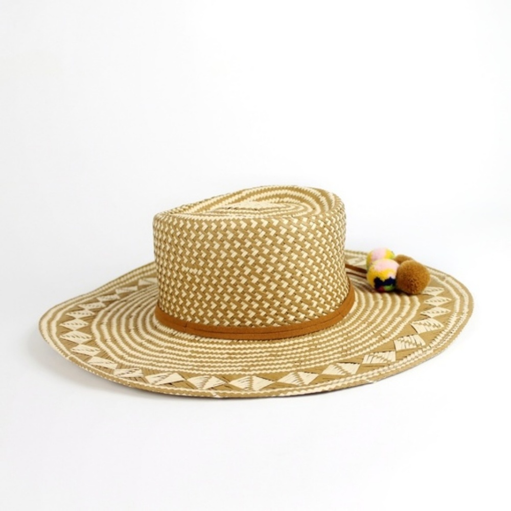 NWT! Nine West Patterned Woven Bolero Hat Tan - Picture 2 of 3